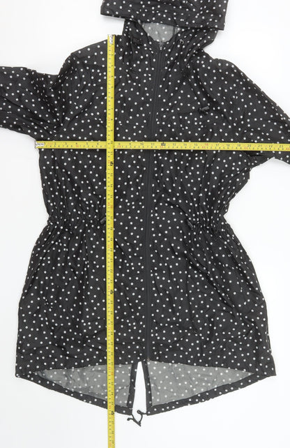 Raindrops by Finesse Women’s Black Polka Dot Rain Coat Jacket Size S