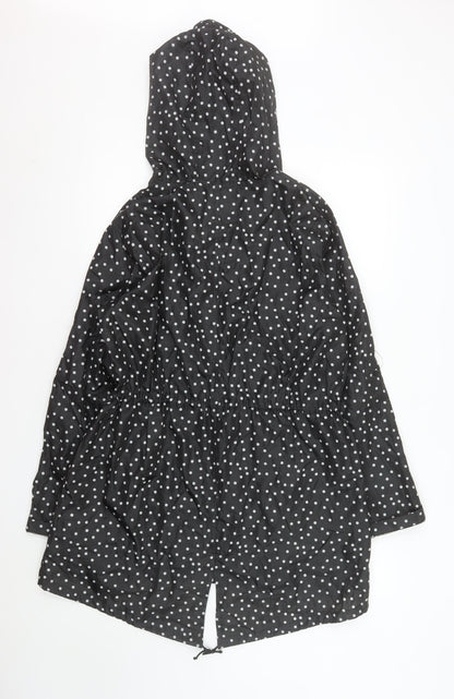 Raindrops by Finesse Women’s Black Polka Dot Rain Coat Jacket Size S