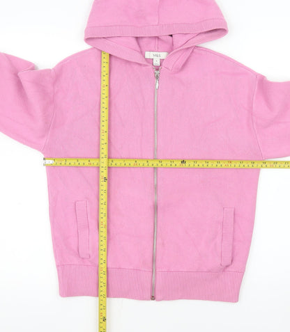 Marks and Spencer Womens Pink Hooded Zip Knit Jacket Size M