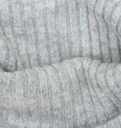 H&M Women’s Grey Roll Neck Cable-Knit Jumper Size S