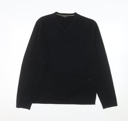 George Men’s Black V-Neck Acrylic Knit Jumper Size S
