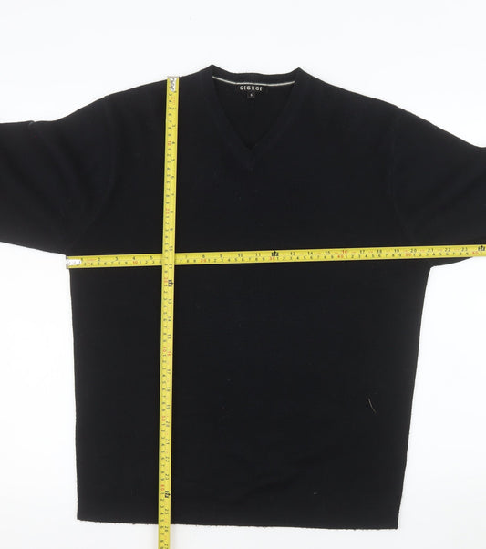 George Men’s Black V-Neck Acrylic Knit Jumper Size S