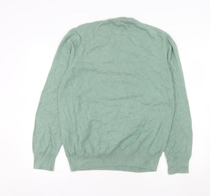 Marks and Spencer Men's Green Cotton Crew Neck Jumper XL