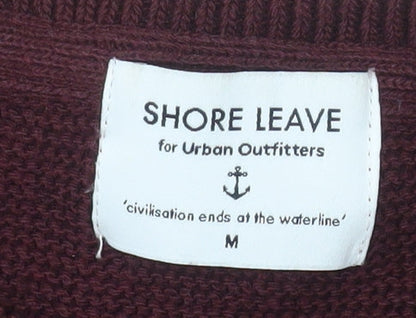 Shore Leave Men's Red Cotton Blend Crew Neck Jumper Size M