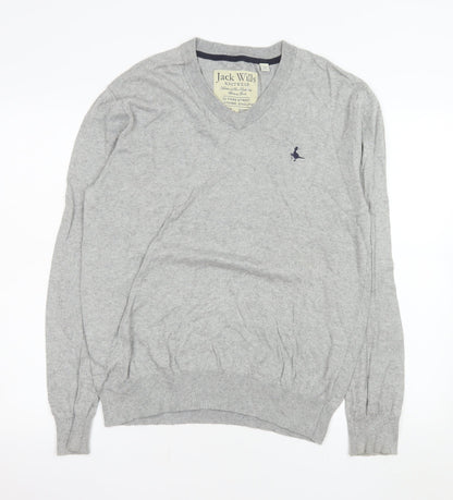 Jack Wills Men’s Grey V-Neck Cotton Cashmere Pullover Jumper L