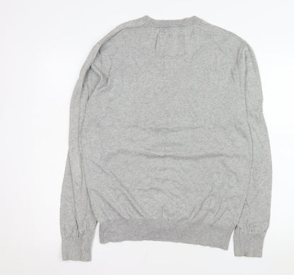Jack Wills Men’s Grey V-Neck Cotton Cashmere Pullover Jumper L