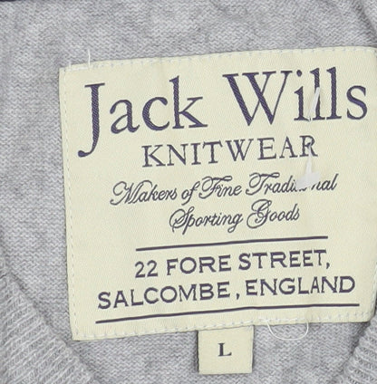 Jack Wills Men’s Grey V-Neck Cotton Cashmere Pullover Jumper L
