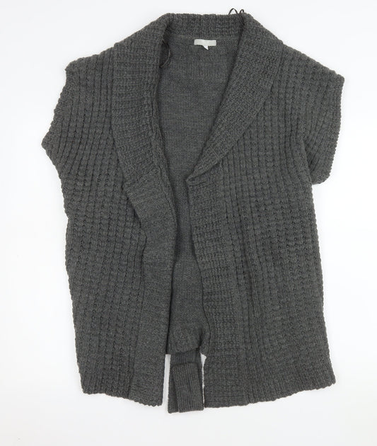 MLLC Woman Grey Knit Belted Short Sleeve Cardigan Size 14