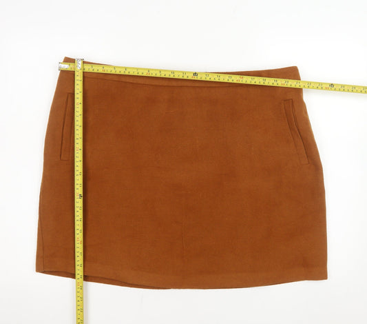 George Women Brown Short Pencil Skirt Size 20 Lined Zip Workwear
