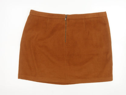 George Women Brown Short Pencil Skirt Size 20 Lined Zip Workwear