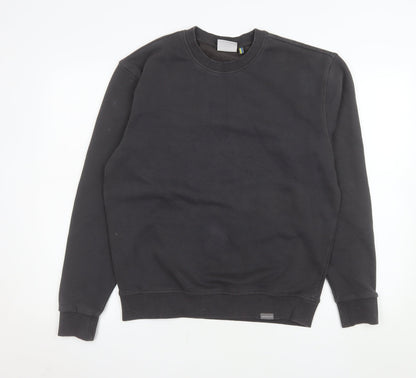 Larsson & Co Men's Black Crew Neck Cotton Blend Pullover Sweatshirt S