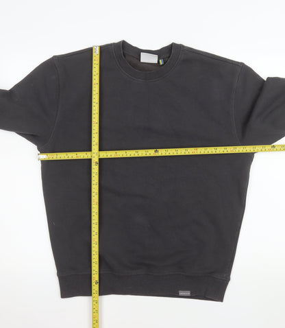 Larsson & Co Men's Black Crew Neck Cotton Blend Pullover Sweatshirt S