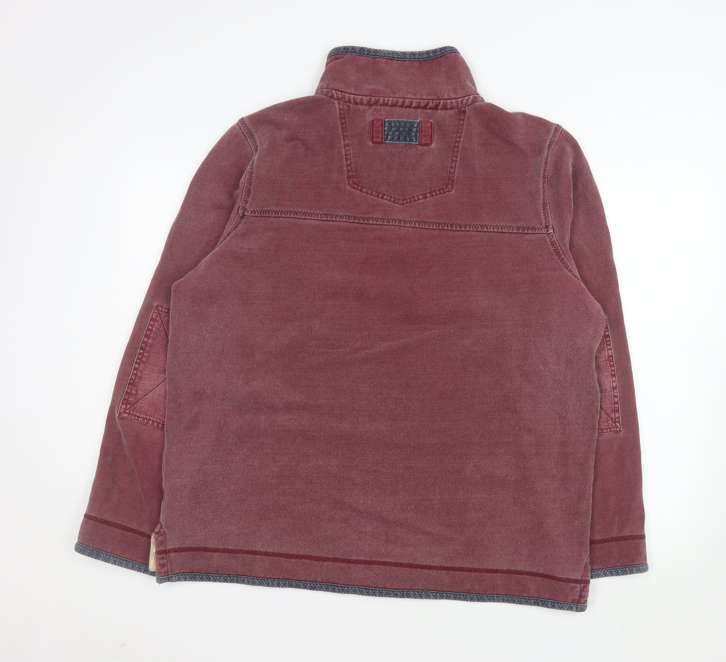 FatFace Men's Red Cranberry 1/4 Zip Pullover Sweatshirt L Cotton