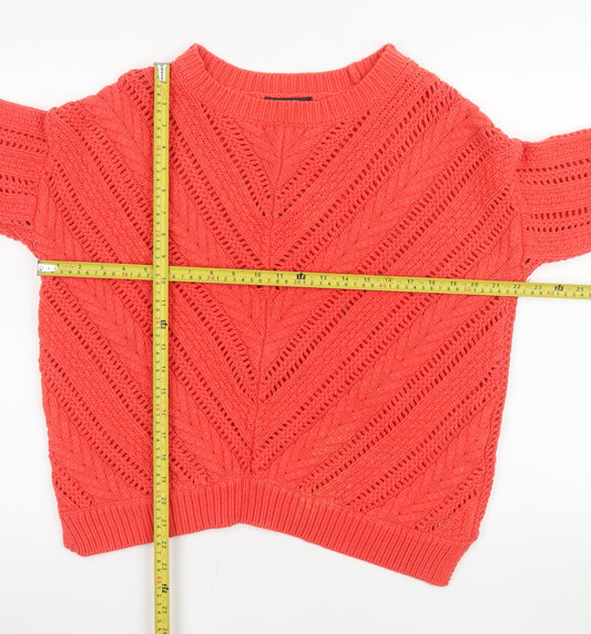George Women’s Coral Open Knit Cotton Blend Jumper Size 20