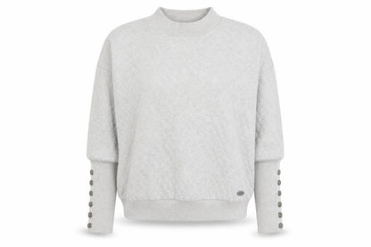 Firetrap Women Grey Quilted Button Sleeve Pullover Sweatshirt Size 8