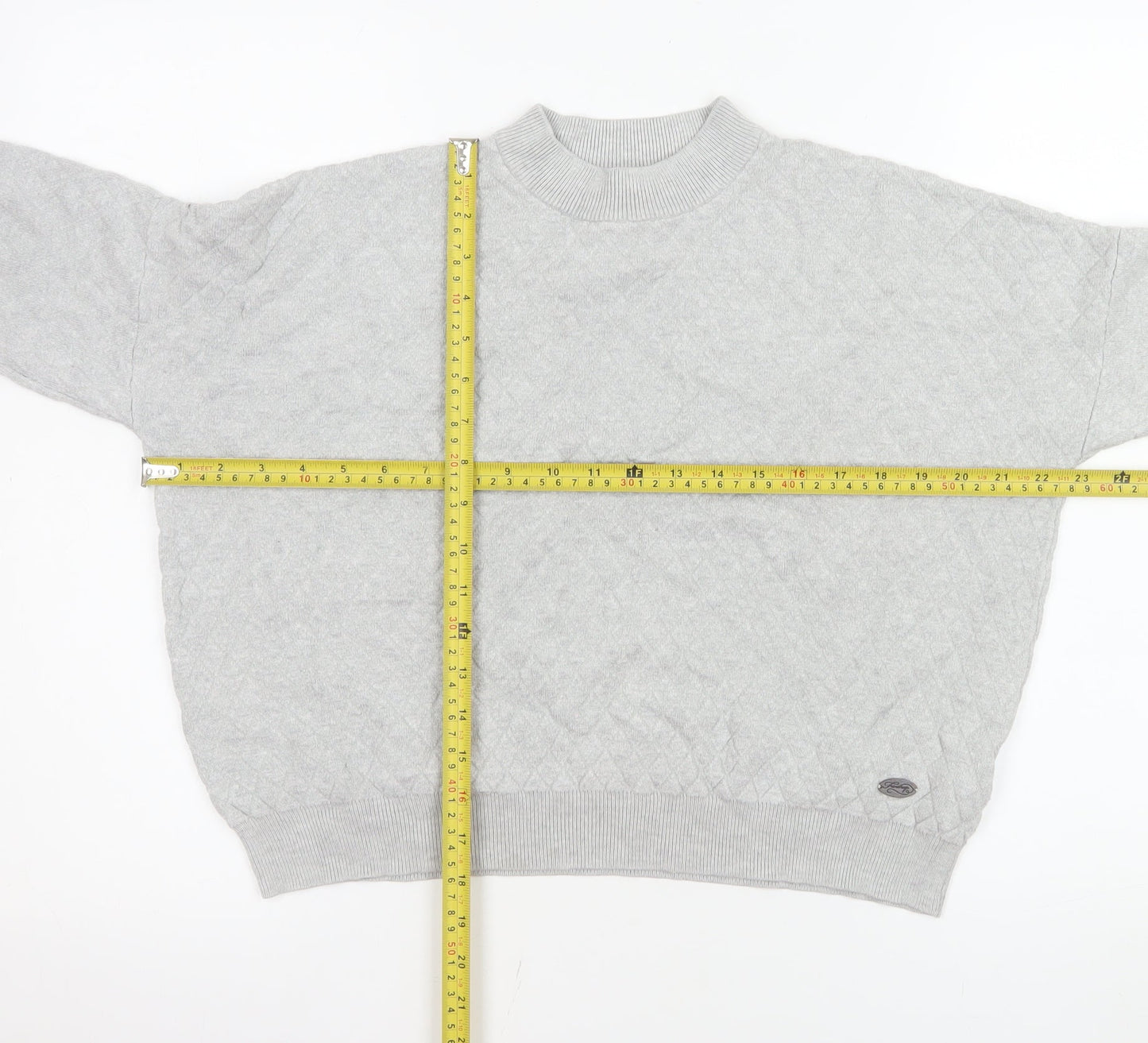 Firetrap Women Grey Quilted Button Sleeve Pullover Sweatshirt Size 8
