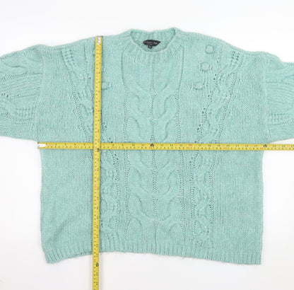 F&F Women’s Green Cable-Knit Jumper Size 16 Crew Neck Knitwear