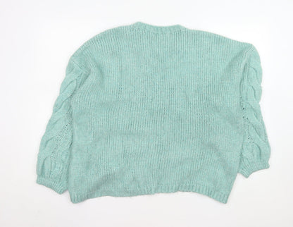 F&F Women’s Green Cable-Knit Jumper Size 16 Crew Neck Knitwear