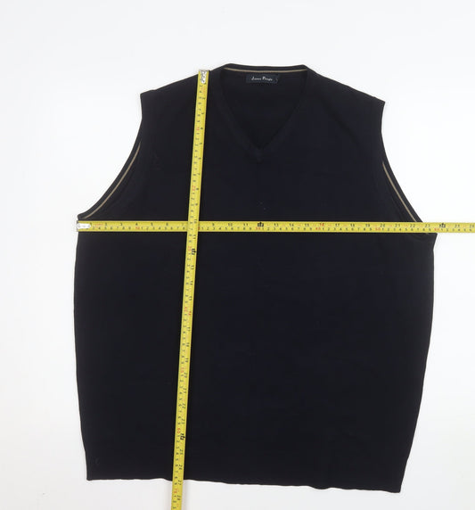 James Pringle Men's Black Acrylic V-Neck Sleeveless Vest L
