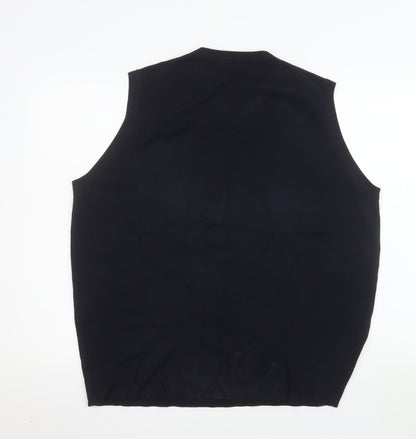James Pringle Men's Black Acrylic V-Neck Sleeveless Vest L