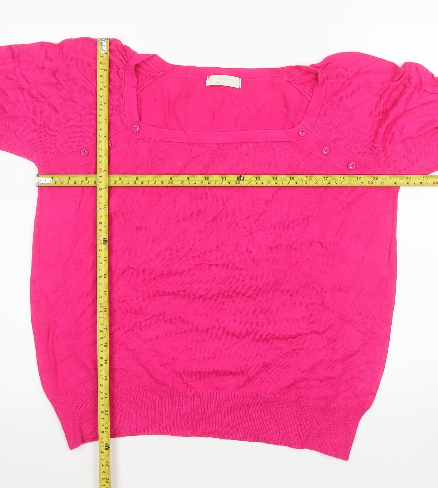 Marks and Spencer Women’s Hot Pink Knit Long Sleeve Blouse UK 20