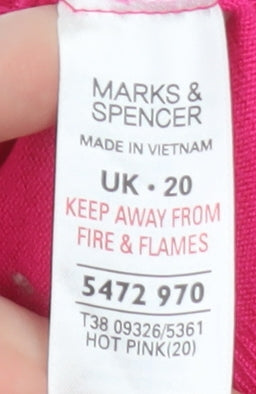 Marks and Spencer Women’s Hot Pink Knit Long Sleeve Blouse UK 20