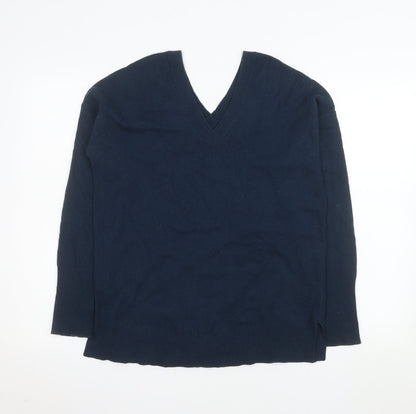 Jigsaw Women's Blue Wool V-Neck Jumper XS Long Sleeve Knitwear