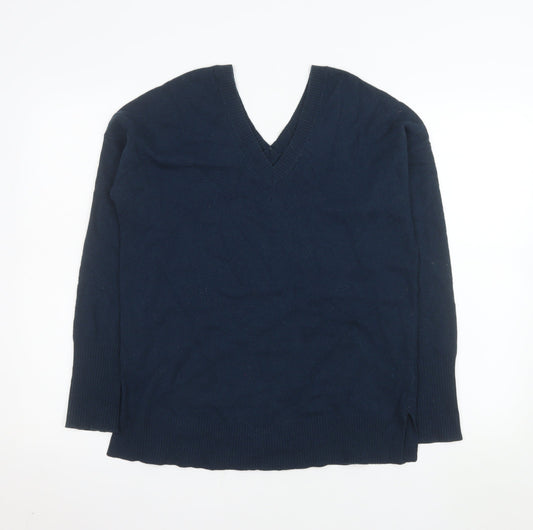 Jigsaw Women's Blue Wool V-Neck Jumper XS Long Sleeve Knitwear