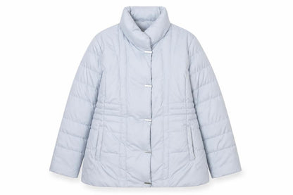 Viyella Women's Grey L Puffer Jacket Mid-Length Quilted Winter Coat