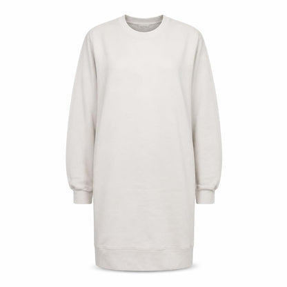 Front view of COS Women Ivory Cotton Long Sleeve T-Shirt Dress, size 14