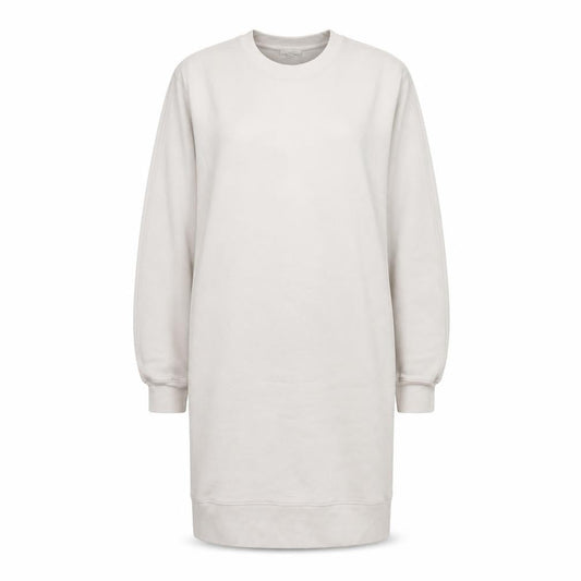 Front view of COS Women Ivory Cotton Long Sleeve T-Shirt Dress, size 14