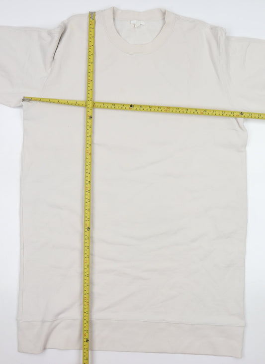 COS Women Ivory Cotton Long Sleeve T-Shirt Dress Size 14