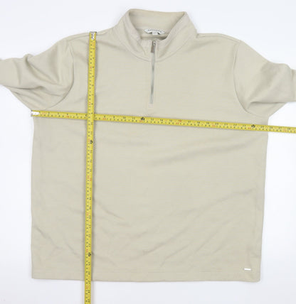Marks and Spencer Men’s Beige 2XL 1/4 Zip Mock Neck Sweatshirt