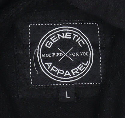 Genetic Apparel Mens Black Pullover Hoodie Size L Regular Fit