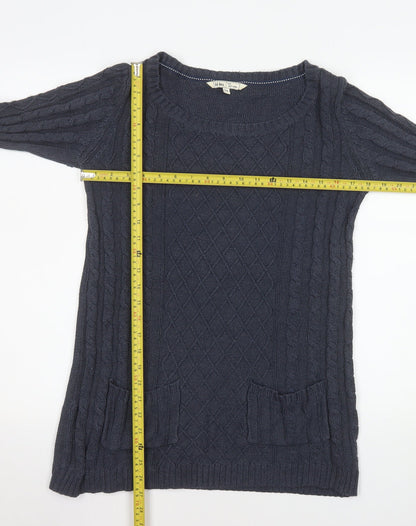 Fat Face Womens Blue Cotton Cable Knit Long Sleeve Jumper Size 12