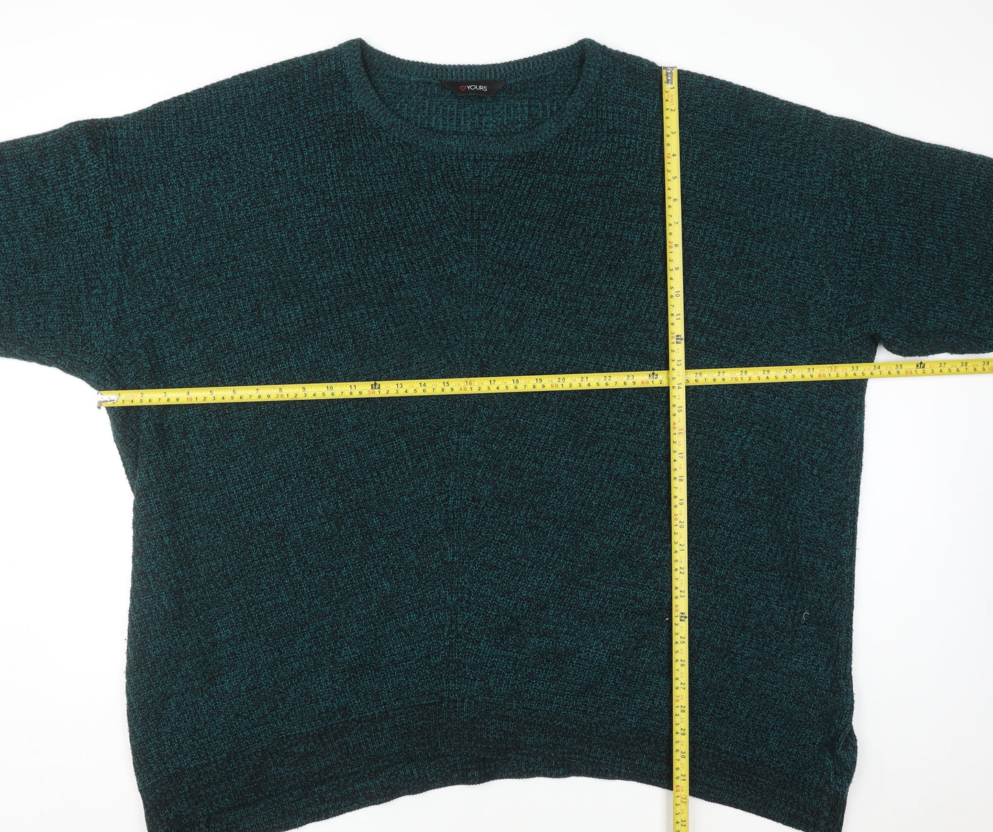 Yours Women's Green Plus Size 34-36 Chunky Knit Pullover Jumper