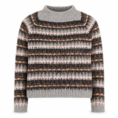 Marks & Spencer Women Grey Fair Isle Chunky Knit Jumper Size 10