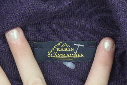 Karin Glasmacher Women's Purple Roll Neck Knit Jumper Size 14