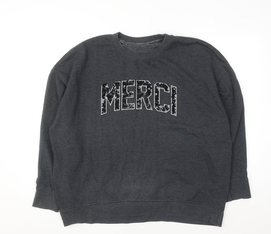 Next Women’s Grey Sequin Merci Pullover Jumper XL