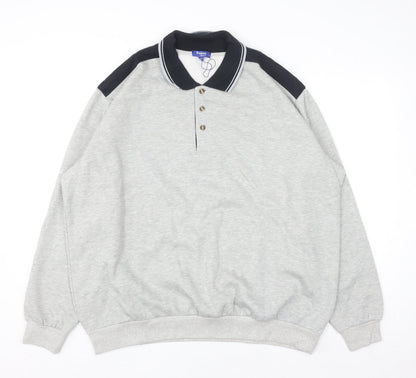 Premier Man Mens Grey Collared XL Henley Sweatshirt