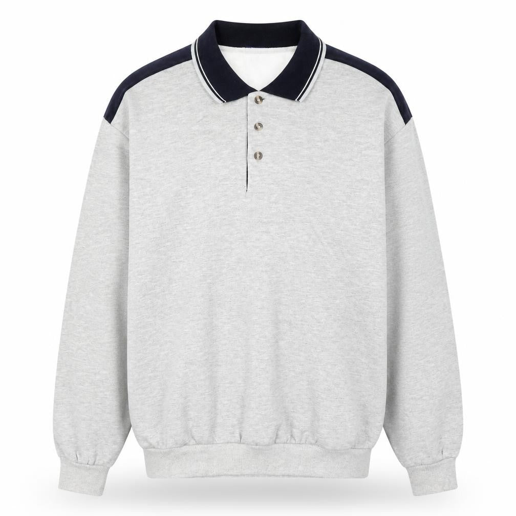 Premier Man Mens Grey Collared XL Henley Sweatshirt