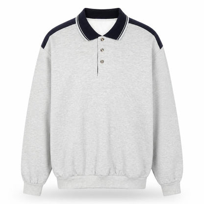 Premier Man Mens Grey Collared XL Henley Sweatshirt