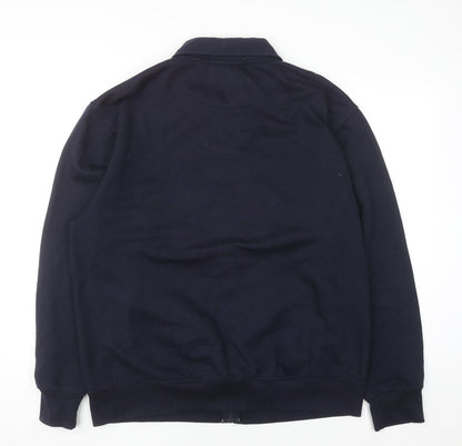 Cavallo Men's Blue Full Zip Collared Striped Sweatshirt XL