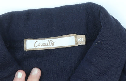Cavallo Men's Blue Full Zip Collared Striped Sweatshirt XL