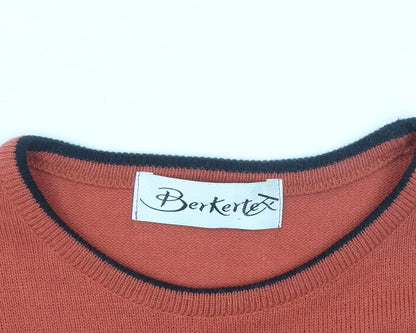 Berkertex Womens Orange Black Striped Knit T-Shirt Size 16
