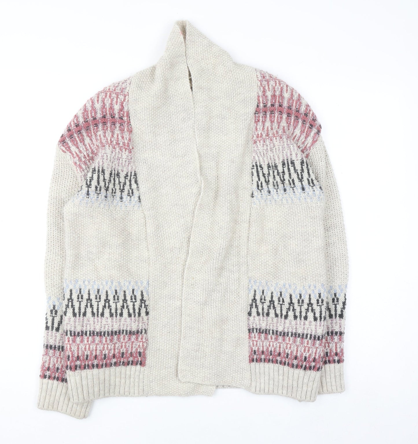 Marks and Spencer Women’s Beige Fair Isle Chunky Knit Cardigan Size 10