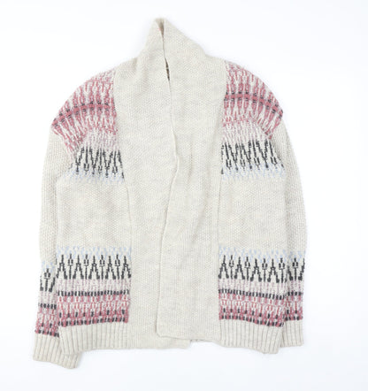 Marks and Spencer Women’s Beige Fair Isle Chunky Knit Cardigan Size 10