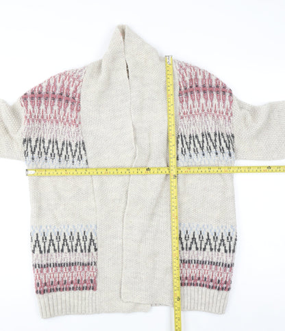 Marks and Spencer Women’s Beige Fair Isle Chunky Knit Cardigan Size 10