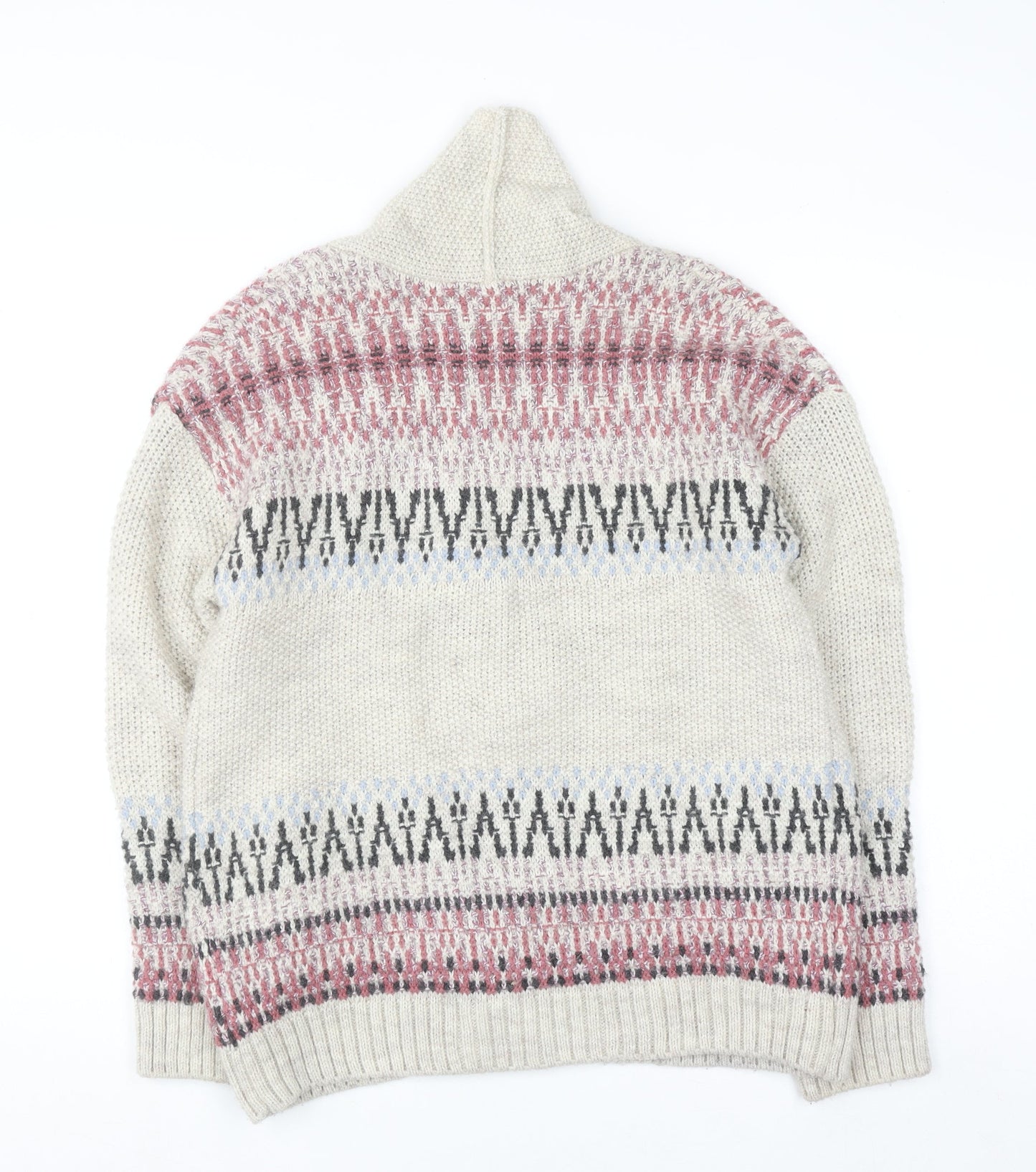 Marks and Spencer Women’s Beige Fair Isle Chunky Knit Cardigan Size 10