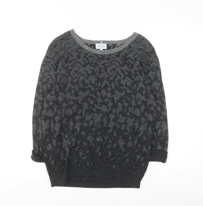 Jigsaw Women's Grey Animal Print Wool Jumper Size M